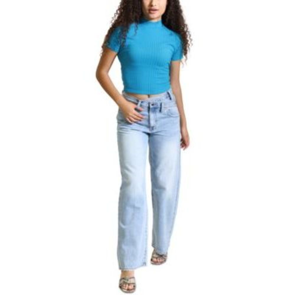 MSRP $49 Kit & Sky High Neck Back Cutout Top Aqua Size Large